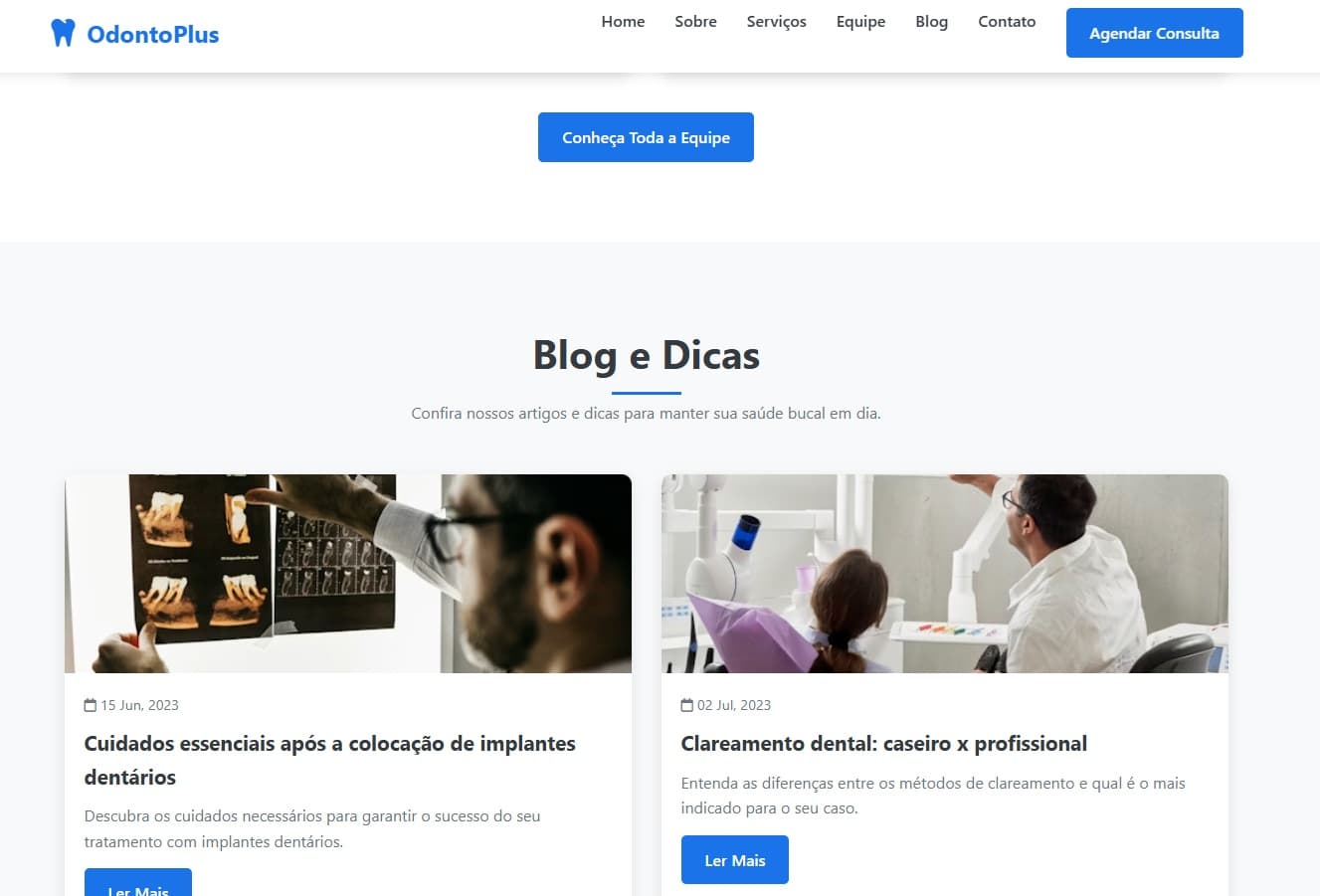 Design responsivo e interface orientada a serviço do Odonto Plus